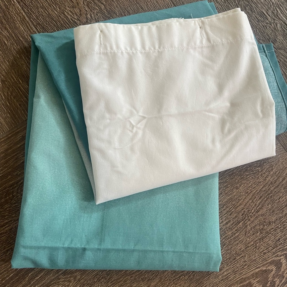 Threshold Ombré White to Teal shower curtain, new